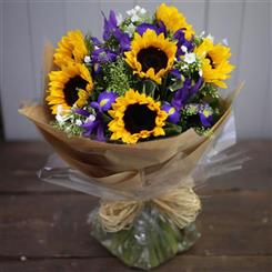 Sunflower and iris bouquet