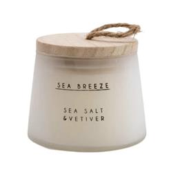 Frosted Glass Pot with Wooden Lid Candle Sea salt Scent
