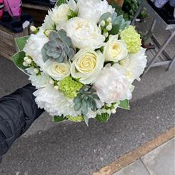 Rose, peony and succulent bridal posy  