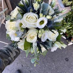Blue and white bridal bouquet 