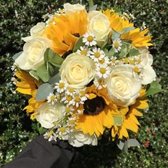 Sunflower and rose bridal posy 