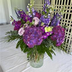 Purple and blues vase arrangement 