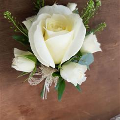 White rose buttonhole 