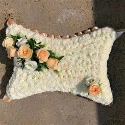 Peach and white pillow