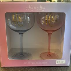 Mr &amp; Mrs Set of two gin glasses 