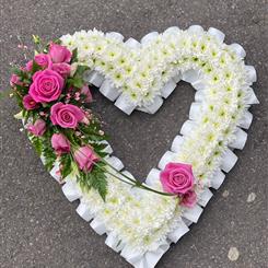 Open pink and white heart 