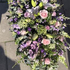 Wild Lilac &amp; Pink casket spray 