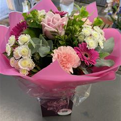Pink and white gift bag