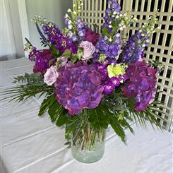 Purple and blues vase arrangement 