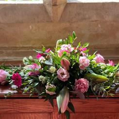 Pink long and low arrangement 