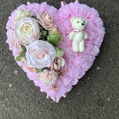 Silk pink heart with Teddy 