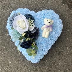Silk blue heart with teddy